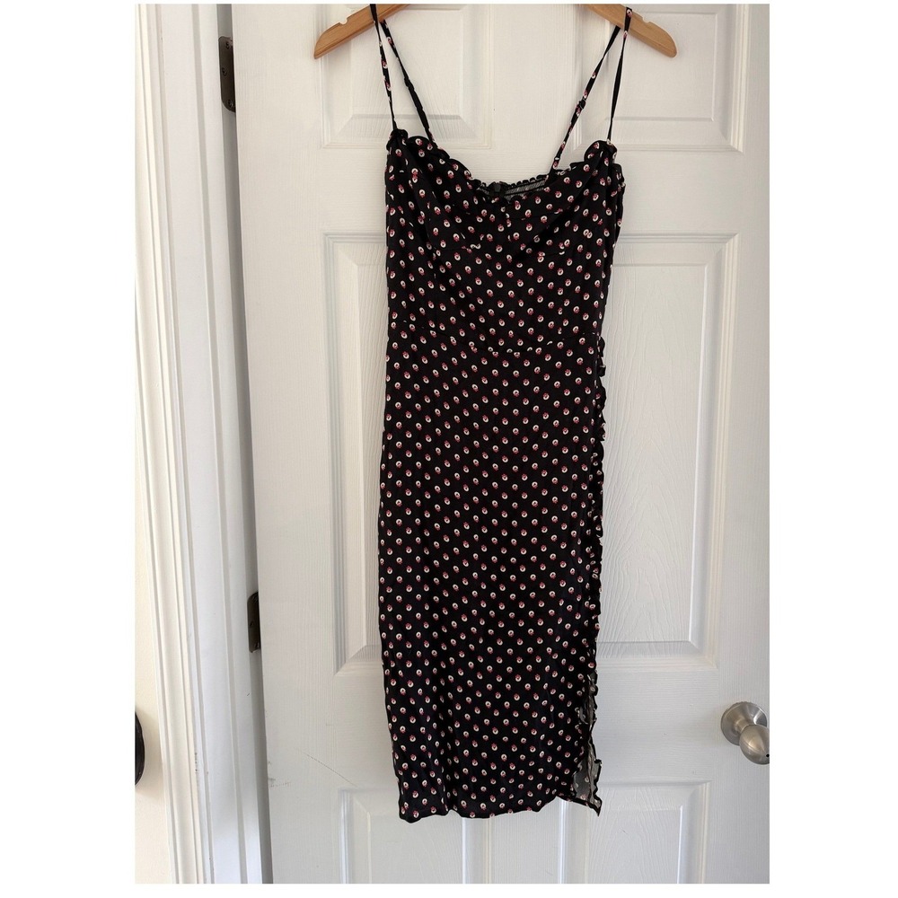 Reformation Black Polka Dot Knee-Length Dress
